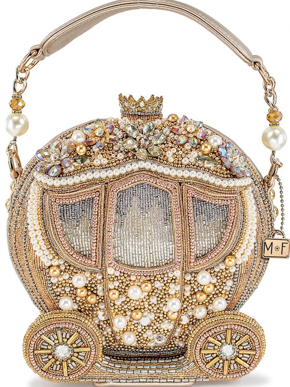 BRAND NEW MARY FRANCIS DREAM BIG Beaded Gold Princess Carriage Evening Bag